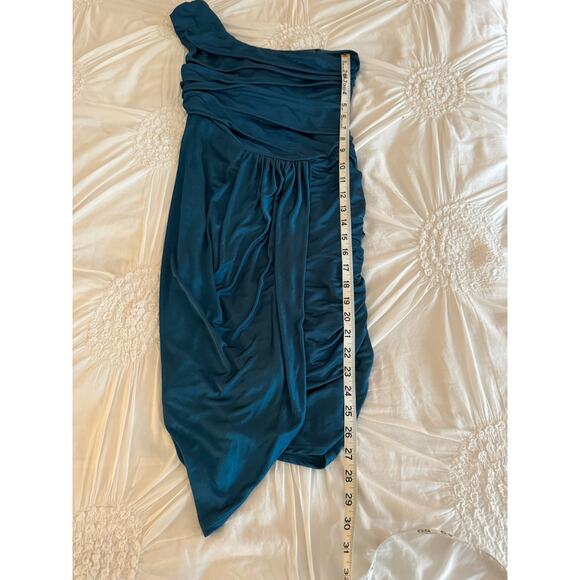 Akira Black Label One Shoulder Ruched Mini Grecian Cocktail Dress Sz S - Picture 12 of 12